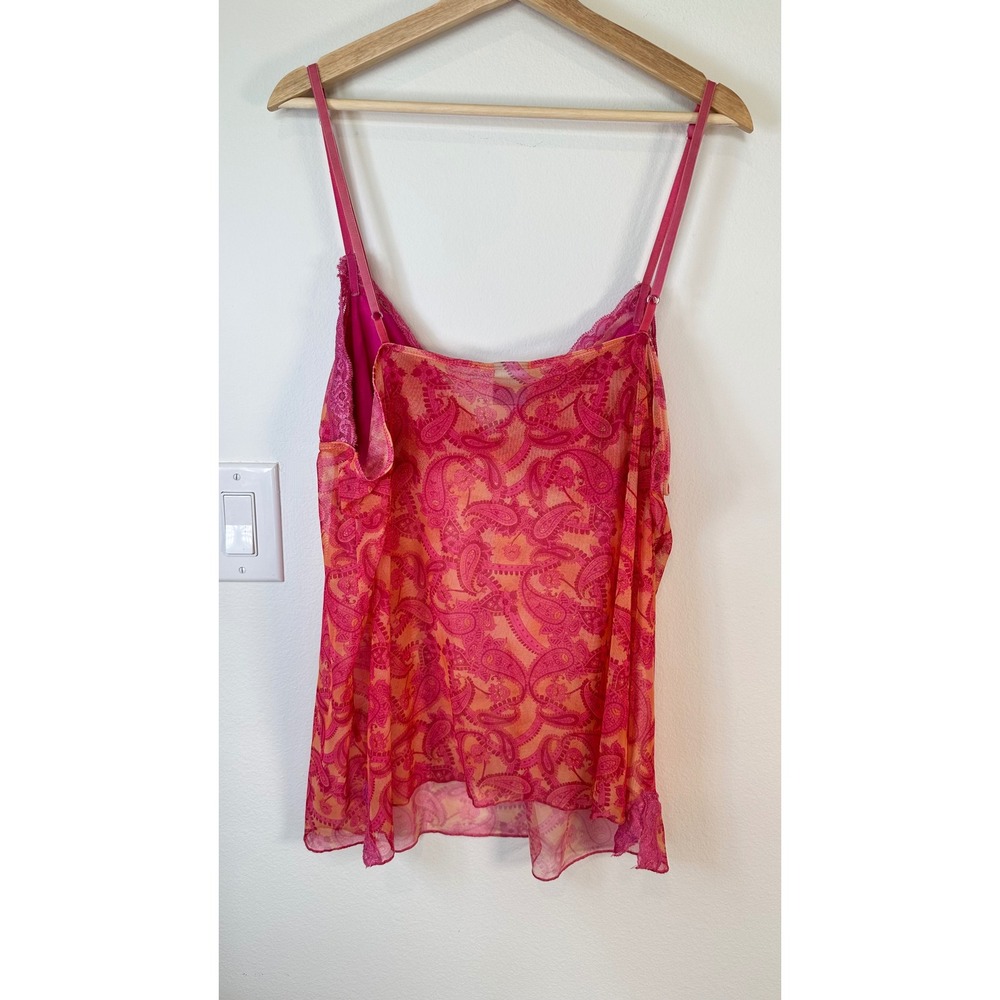 Y2K Slip Cami Top Women XL Layering Indie Sleaze Fairycore Sheer Lace Trim Boho - Picture 2 of 11